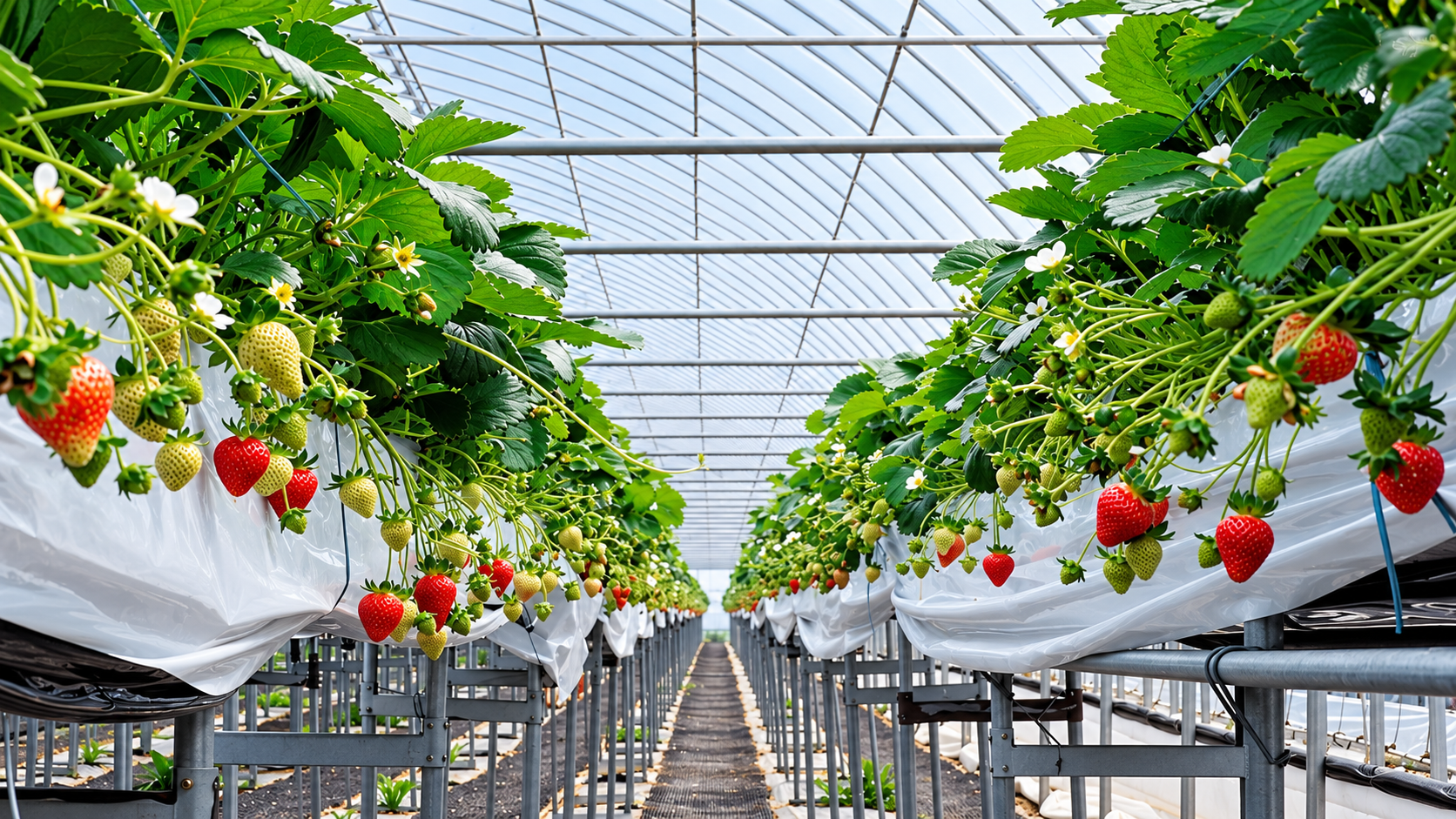 Strawberries and substrate growing
