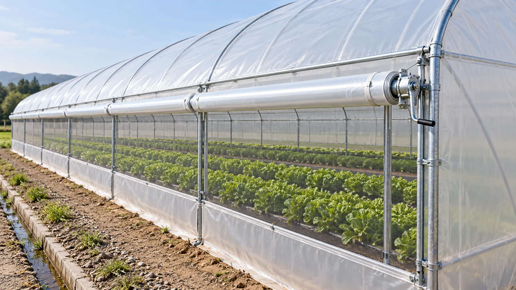 Roll-up side ventilation with insect mesh — Product illustration